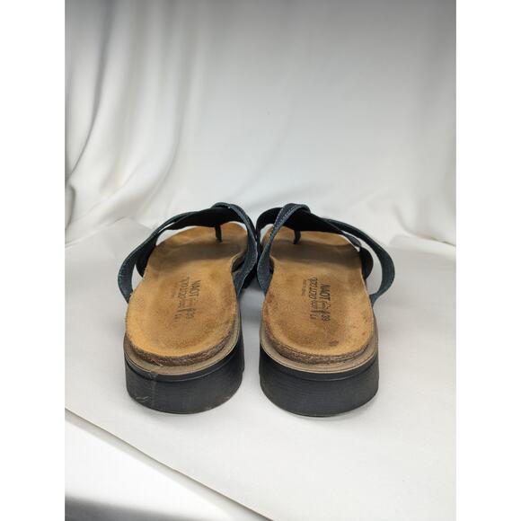NAOT Orion Sandals Women 39/L8 Black Leather Platform Chunky Y2K Style Lagenlook - Picture 3 of 8